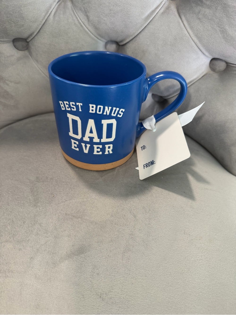Rae Dunn Blue "Best Bonus Dad Ever" Ceramic Mug